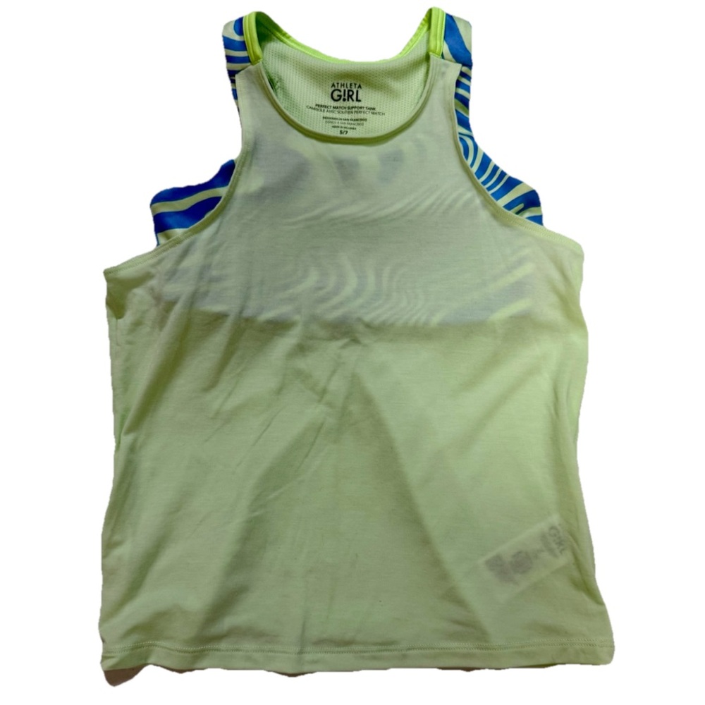 Athleta Girl Size 7 Perfect Match Layered Light Green and Blue Support Tank